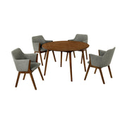 Arcadia and Renzo 48" Round Charcoal and Walnut Wood 5 Piece Dining Set - Furniture City (CA)l