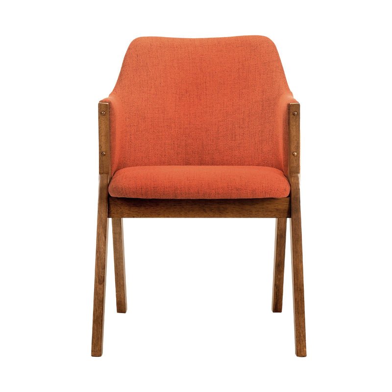 Arcadia and Renzo 42" Round Orange and Walnut Wood 5 Piece Dining Set - Furniture City (CA)l