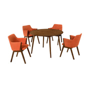 Arcadia and Renzo 48" Round Orange and Walnut Wood 5 Piece Dining Set - Furniture City (CA)l