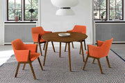 Arcadia and Renzo 48" Round Orange and Walnut Wood 5 Piece Dining Set - Furniture City (CA)l