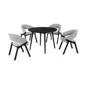 Arcadia and Talulah 42" Round Gray and Black Wood 5 Piece Dining Set - Furniture City (CA)l