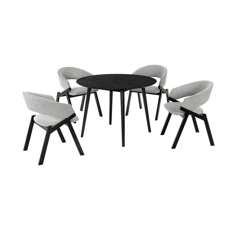 Arcadia and Talulah 42" Round Gray and Black Wood 5 Piece Dining Set - Furniture City (CA)l