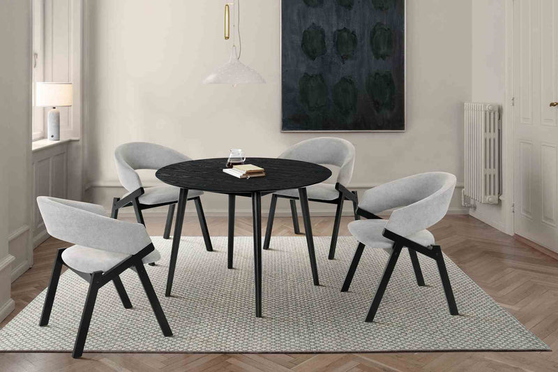 Arcadia and Talulah 42" Round Gray and Black Wood 5 Piece Dining Set - Furniture City (CA)l