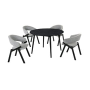 Arcadia and Talulah 48" Round Gray and Black Wood 5 Piece Dining Set - Furniture City (CA)l