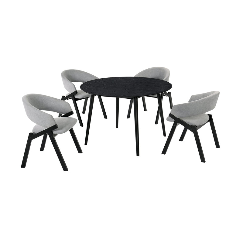 Arcadia and Talulah 48" Round Gray and Black Wood 5 Piece Dining Set - Furniture City (CA)l