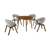 Arcadia and Talulah 42" Round Gray and Walnut Wood 5 Piece Dining Set - Furniture City (CA)l