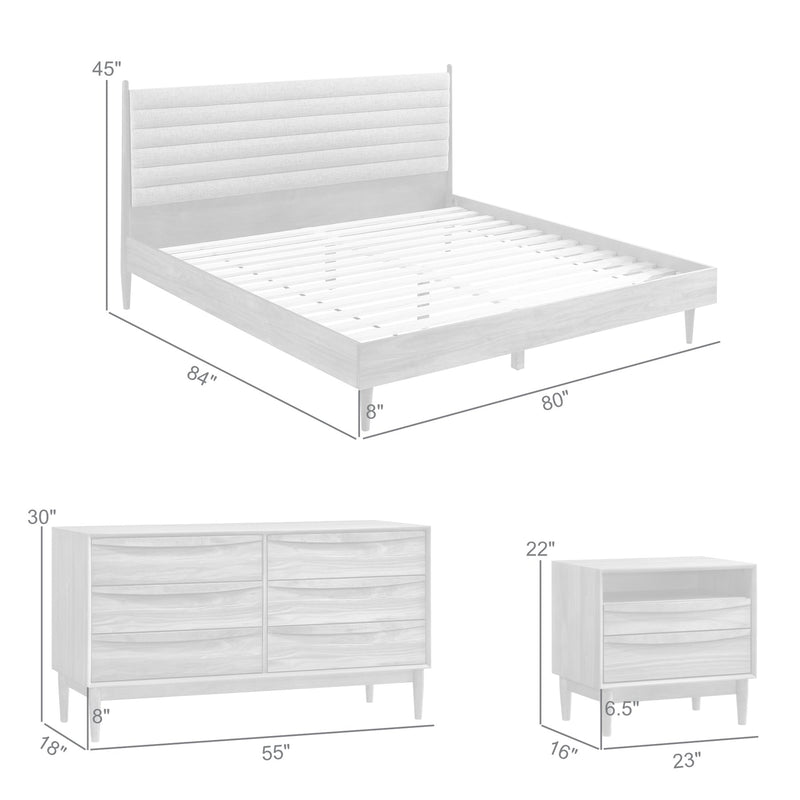 Artemio King 4 Piece Wood Bedroom Set in Walnut Finish - Furniture City (CA)l