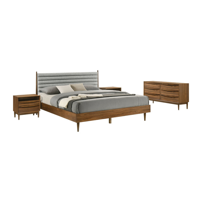 Artemio King 4 Piece Wood Bedroom Set in Walnut Finish