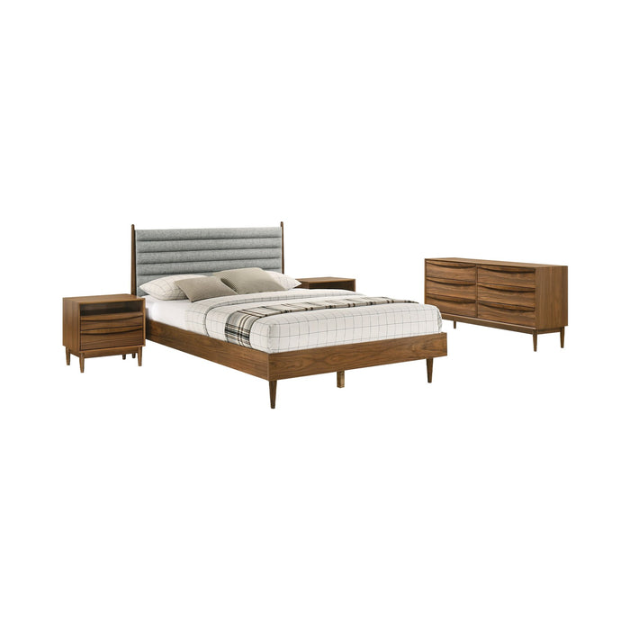 Artemio Queen 4 Piece Wood Bedroom Set in Walnut Finish