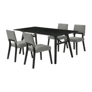 Channell 5 Piece Black Wood Dining Table Set with Charcoal Fabric - Furniture City (CA)l