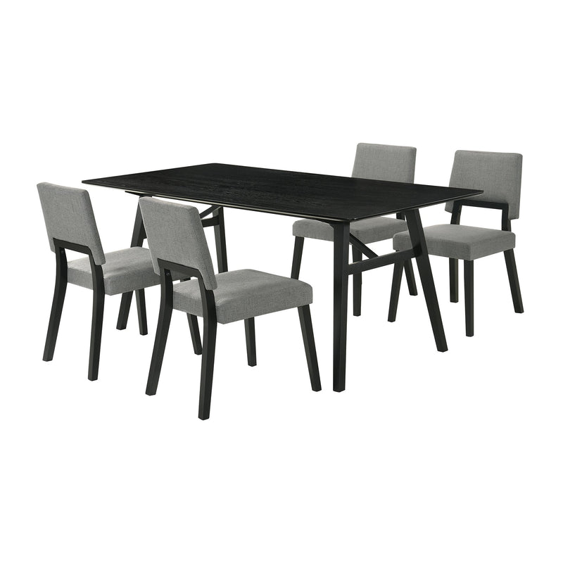 Channell 5 Piece Black Wood Dining Table Set with Charcoal Fabric - Furniture City (CA)l