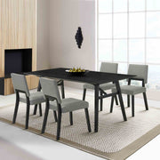 Channell 5 Piece Black Wood Dining Table Set with Charcoal Fabric - Furniture City (CA)l