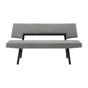 Channell 5 Piece Black Wood Dining Table Set with Benches in Charcoal Fabric - Furniture City (CA)l