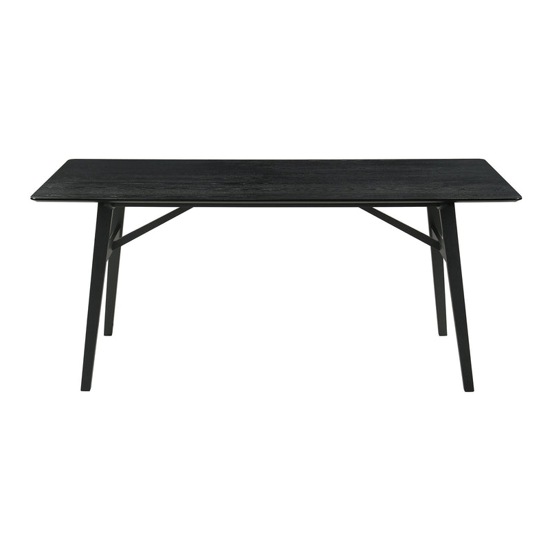 Channell 6 Piece Black Wood Dining Table Set with Bench in Charcoal Fabric - Furniture City (CA)l