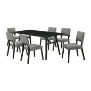 Channell 7 Piece Black Wood Dining Table Set with Charcoal Fabric - Furniture City (CA)l