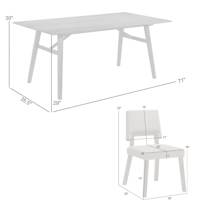 Channell 7 Piece Black Wood Dining Table Set with Charcoal Fabric