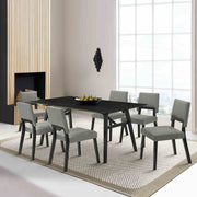 Channell 7 Piece Black Wood Dining Table Set with Charcoal Fabric - Furniture City (CA)l