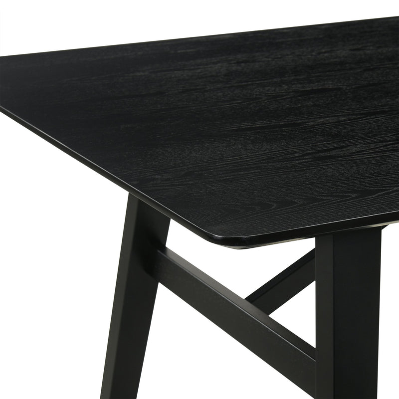 Channell 7 Piece Black Wood Dining Table Set with Charcoal Fabric - Furniture City (CA)l