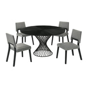 Cirque Channell 5 Piece Black Wood Dining Table Set with Charcoal Fabric - Furniture City (CA)l