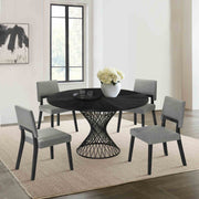 Cirque Channell 5 Piece Black Wood Dining Table Set with Charcoal Fabric - Furniture City (CA)l