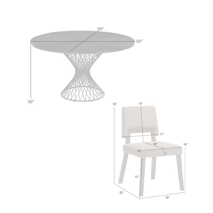 Cirque Channell 5 Piece Black Wood Dining Table Set with Charcoal Fabric