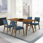 Channell 5 Piece Walnut Wood Dining Table Set with Blue Fabric - Furniture City (CA)l