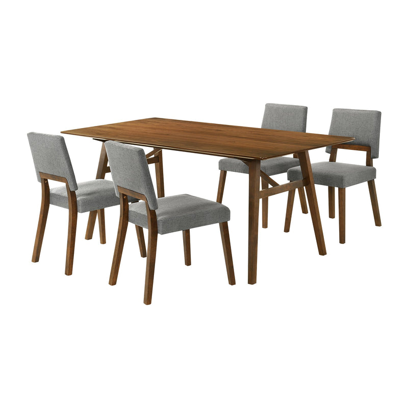 Channell 5 Piece Walnut Wood Dining Table Set with Charcoal Fabric - Furniture City (CA)l