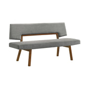 Channell 5 Piece Walnut Wood Dining Table Set with Benches in Charcoal Fabric - Furniture City (CA)l