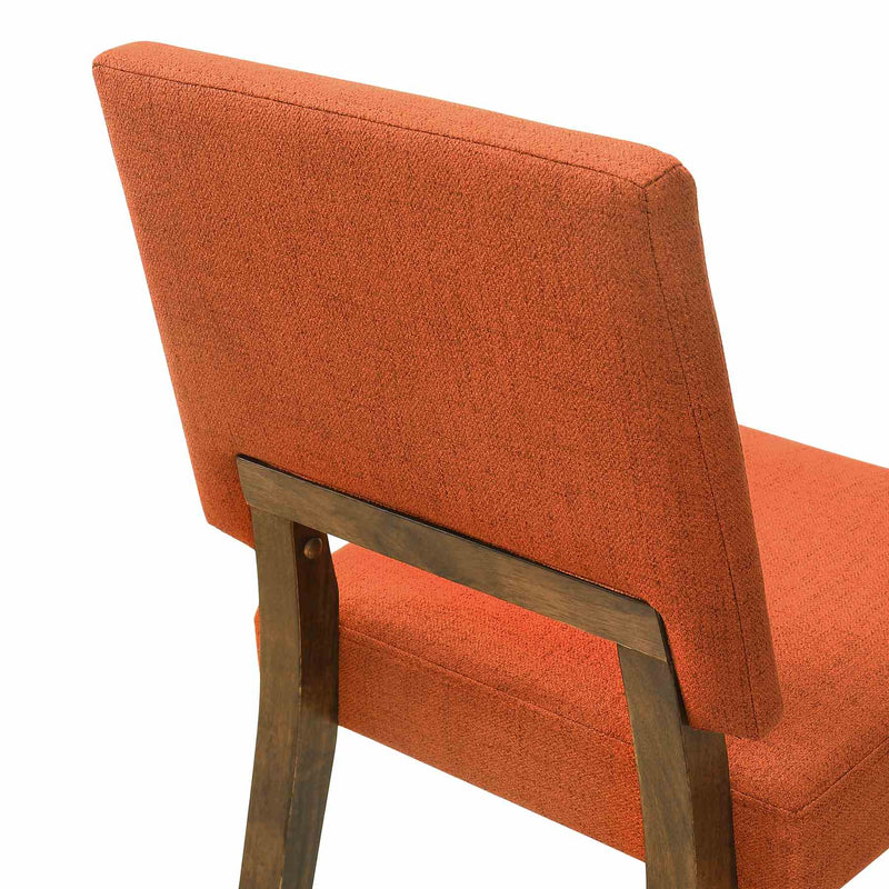 Channell 5 Piece Walnut Wood Dining Table Set with Orange Fabric - Furniture City (CA)l