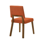 Channell 5 Piece Walnut Wood Dining Table Set with Benches in Orange Fabric - Furniture City (CA)l