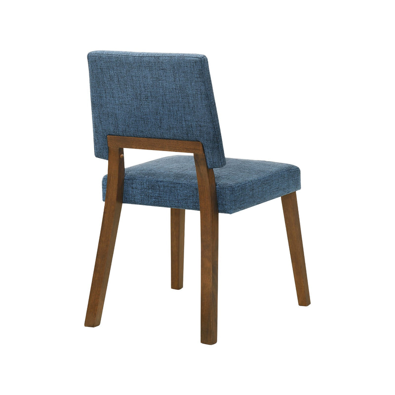 Channell 6 Piece Walnut Wood Dining Table Set with Bench in Blue Fabric - Furniture City (CA)l