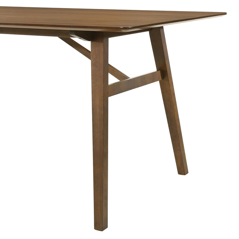 Channell 6 Piece Walnut Wood Dining Table Set with Bench in Charcoal Fabric - Furniture City (CA)l