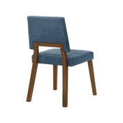 Channell 7 Piece Walnut Wood Dining Table Set with Blue Fabric - Furniture City (CA)l