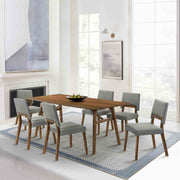 Channell 7 Piece Walnut Wood Dining Table Set with Charcoal Fabric - Furniture City (CA)l