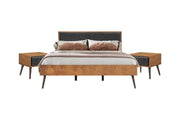 Coco Rustic 3 Piece Upholstered Platform Bedroom set in King with 2 Nightstands - Furniture City (CA)l