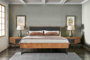 Coco Rustic 3 Piece Upholstered Platform Bedroom set in King with 2 Nightstands - Furniture City (CA)l