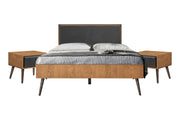 Coco Rustic 3 Piece Upholstered Platform Bedroom set in Queen with 2 Nightstands - Furniture City (CA)l