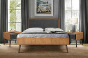 Coco Rustic 3 Piece Upholstered Platform Bedroom set in Queen with 2 Nightstands - Furniture City (CA)l