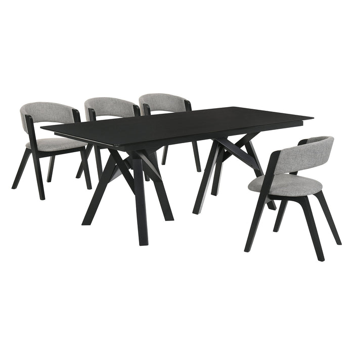 Cortina and Rowan 5 Piece Black Rectangular Dining Set