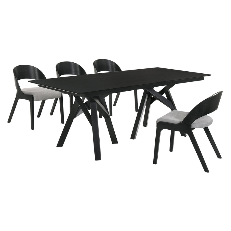 Cortina and Polly 5 Piece Black Rectangular Dining Set - Furniture City (CA)l