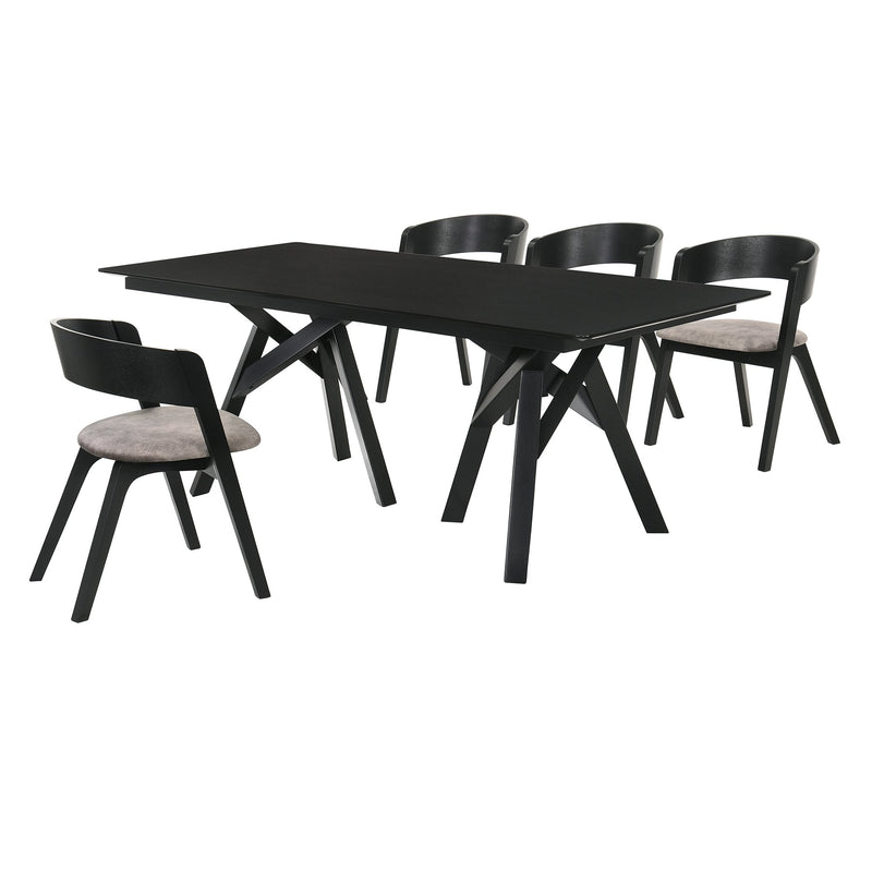 Cortina and Jackie 5 Piece Black Rectangular Dining Set - Furniture City (CA)l
