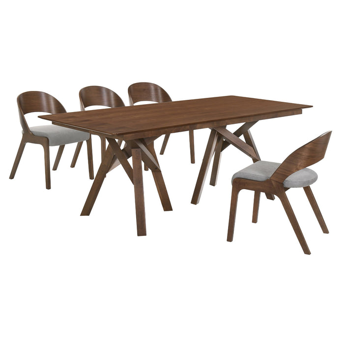 Cortina and Polly 5 Piece Walnut Rectangular Dining Set