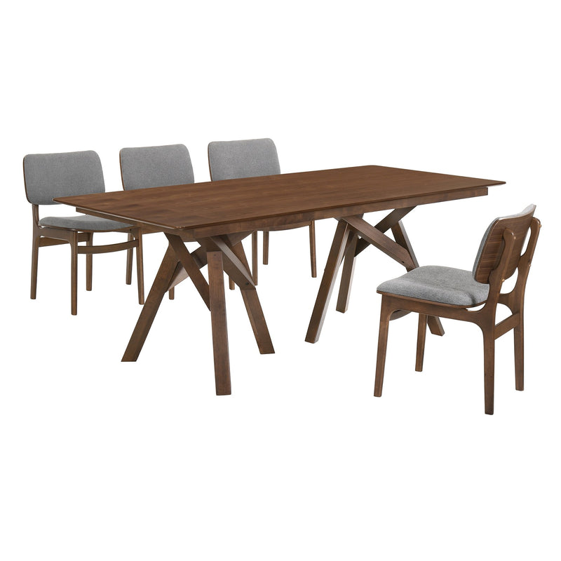 Cortina and Lima 5 Piece Walnut Rectangular Dining Set - Furniture City (CA)l