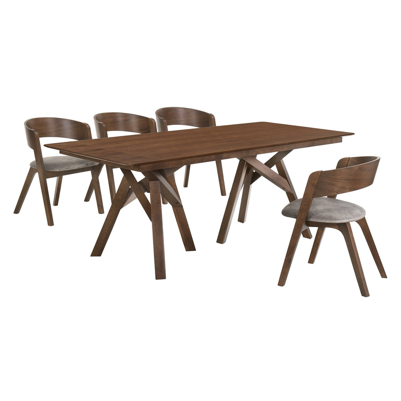 Cortina and Jackie 5 Piece Walnut Rectangular Dining Set - Furniture City (CA)l
