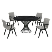 Cirque and Varde 5 Piece Black Round Dining Set - Furniture City (CA)l