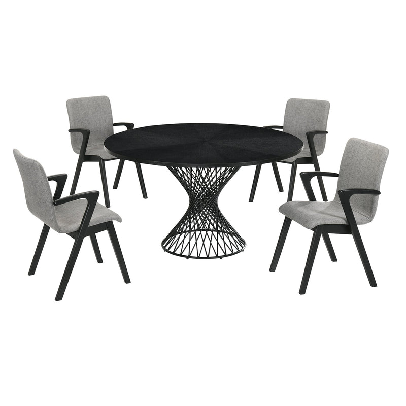 Cirque and Varde 5 Piece Black Round Dining Set - Furniture City (CA)l