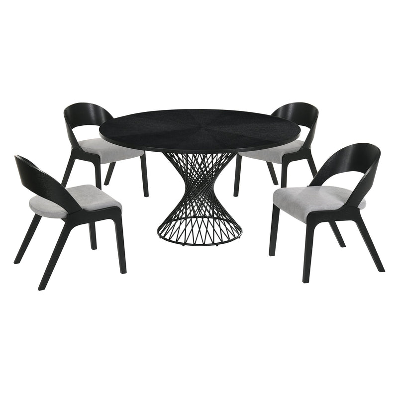 Cirque and Polly 5 Piece Black Round Dining Set - Furniture City (CA)l