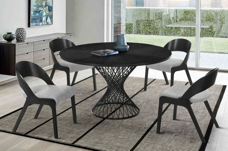 Cirque and Polly 5 Piece Black Round Dining Set - Furniture City (CA)l