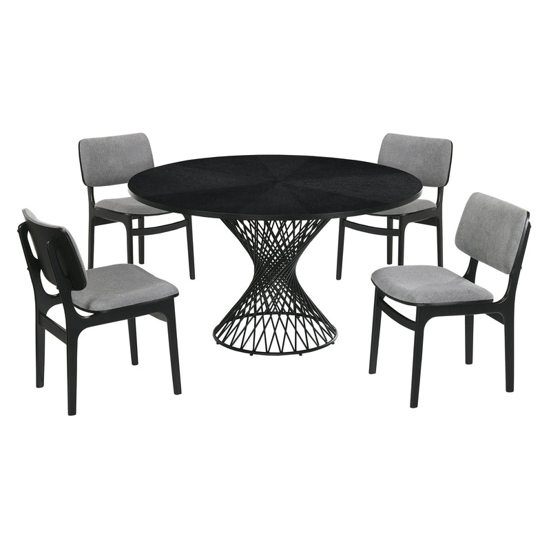 Cirque and Lima 5 Piece Black Round Dining Set - Furniture City (CA)l