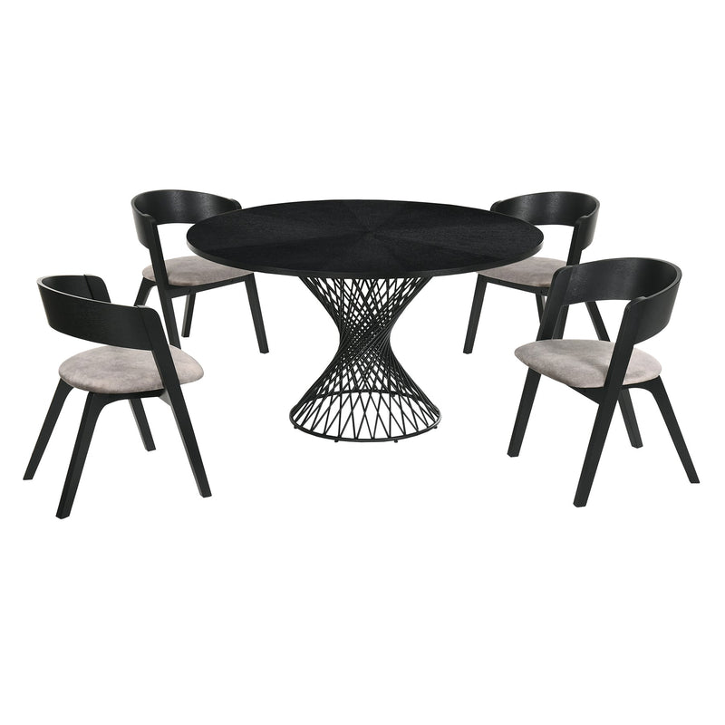 Cirque and Jackie 5 Piece Black Round Dining Set - Furniture City (CA)l